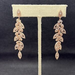 Rose Gold Vermeil Leaf Crystal Drop Earrings